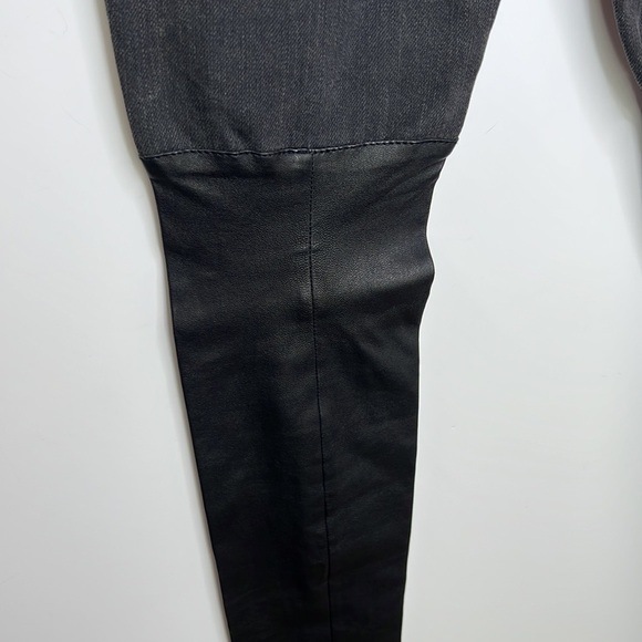 R13 JAPANESE DENIM KNEE CHAPS SHREDDED BLACK  & LEATHER SZ 24 - Picture 6 of 12